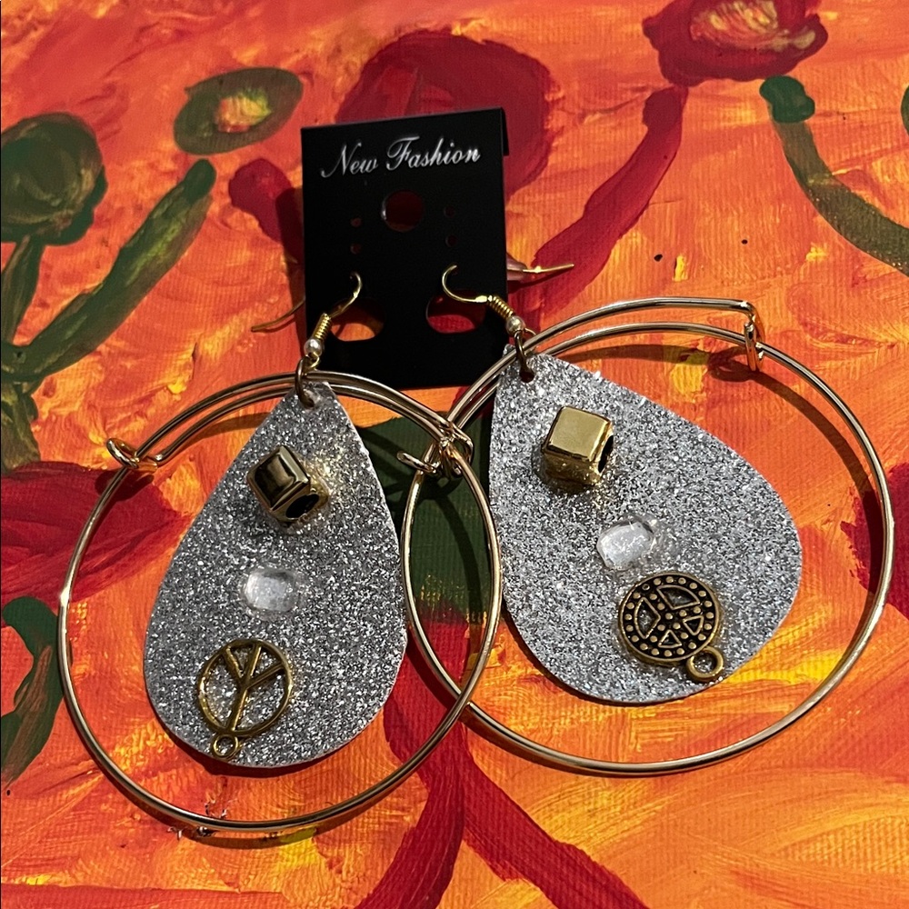 Gold and Silver Teardrop Earrings